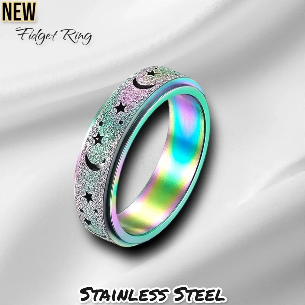 New Unisex Anti Stress Anxiety Fidget Spinner Rotating Design Trendy Moon And St